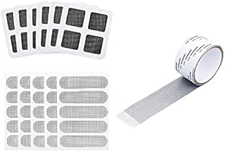 LdawyDE 12 pcs Fly Screen Mosquito Net Repair Set, 2 m x 1.97 Door Window Screening Repair Tape Roll & 5 Repair Patch Paste+6 Side Seam Sticker, Anti-Insect Fly Screen Mesh Repair Tape Adhesive