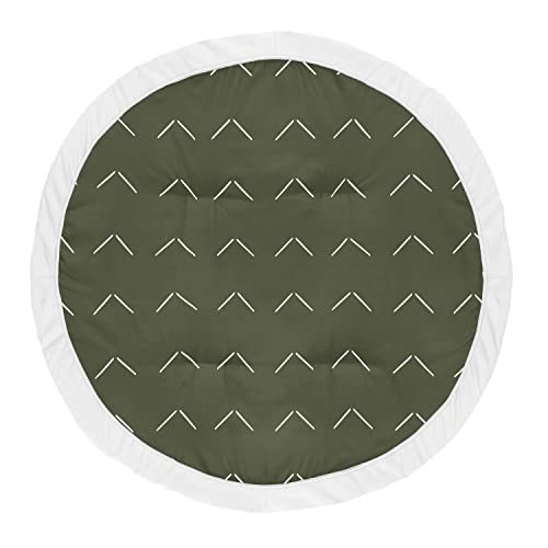 Image of Sweet Jojo Designs Hunter Green Boho Arrow Boy or Girl Baby Playmat Tummy Time Infant Play Mat - White Bohemian Woodland Tribal Southwest Chevron Geometric Herringbone Woodland