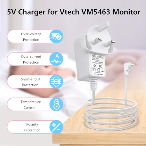 5V AC Power Adapter, Compatible with Vtech Baby Monitor VM5463 VM5463-2 Parent Unit, Power Supply Charger - Image 3