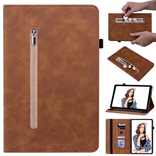 KRjcsfhy Funda para tablet Nokia T10 - Slim Fit cremallera PU cuero Folio Flip Stand Case con ranura para tarjeta Pen Holder Wallet Cover Funda protectora para Nokia T10 marrón Cover