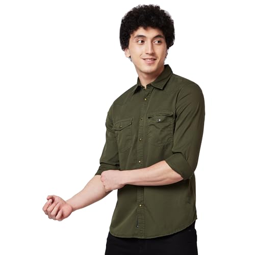 Image of Spykar Men's Regular Fit N /A Full Sleeve Solid Casual Shirts