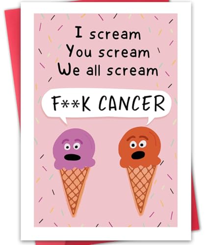 Hongshan Funny Encourage Cancer Card for Friend Cute Breast Card Fuck Cancer Cards for Him Her Humor Gift for Women Men Get Well Gifts Sympathy Cards