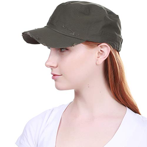 Image of Vintage Distressed Cadet Army Cap Basic Everyday Military Style Hat
