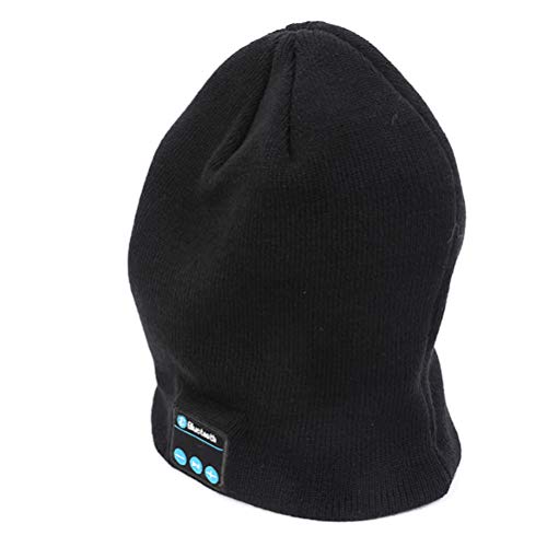 Bluetooth drahtlose Kopfhörerhut, Winterstrickmütze Musik weiche Hut mit Stereo-Lautsprechern Smart kompatibel (schwarz)