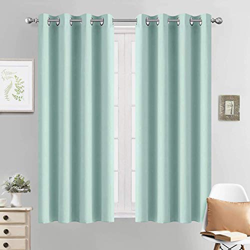 Yakamok Room Darkening Grommet Window Drapes Thermal Insulated Light Blocking Blackout Curtains for Bedroom(52Wx54L,Aqua,2 Panels)