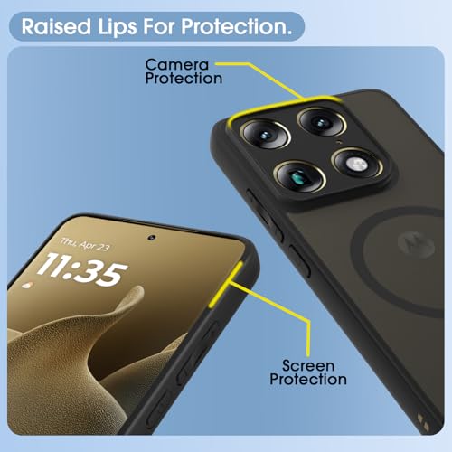 Image of Pikkme Back Cover for Motorola Moto Signature 5G Compatible with Mag-Safe Smoke Back | Shockproof Design | Hard Transparent Back Case (Black Smoke Mag-Safe)