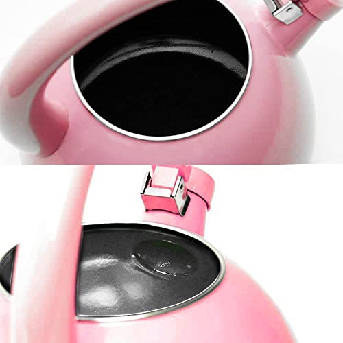 Whistling Tea Kettle for Stove Top Enamel on Steel Teakettle, Supreme Housewares Pink Pig Design Teapot Water Kettle Cute Kitchen Accessories Teteras (2.1 Quart, Pink Pig)