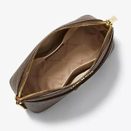 Michael Kors Bolsa tiracolo de couro médio Jet Set Dome, Marrom/Acorn