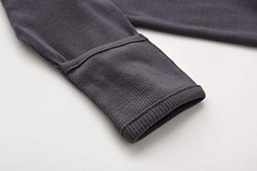 Teach Leanbh Baby Boys Girls Footed Pajamas With Mittens Cotton Long Sleeve Snap-Up Romper Jumpsuit Sleep And Play 0-12 Months (Dark Grey, 9 Months) #TOP2