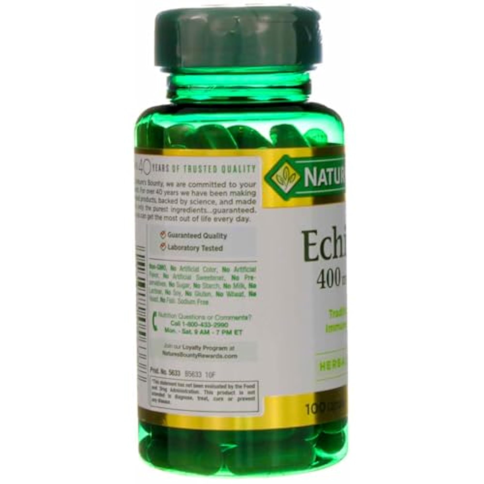 Nature's Bounty Natural Whole Herb Echinacea 400mg, 100 Capsules (Pack of 2)