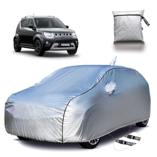 Image of Continental [SilverGuard] Dual Belts Extra Protection Maruti Ignis Car Cover (2012-2026) Build with Triple Stitched,Waterproof & Dustproof Car Cover for Ignis (Metallic Silver).