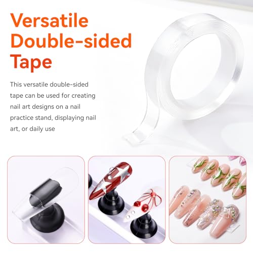 Image of Makartt Press on Nails Stand: Black and White Nail Holder for Painting Nails, Stands for Art Display Practice, Magnetic Fake Holders with 1M Double-Sided Tape DIY Home Salon Use