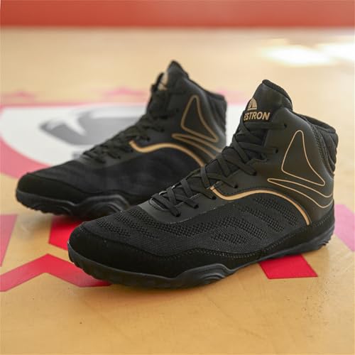 ZHENSI Zapatos De Boxeo Hombre, Botas De Lucha Ligeras Antideslizantes para Combate Fitness Entrenamiento Cruzado En Interiores,Negro,43.5 EU - imagen 7