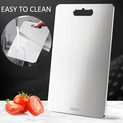 Miniatura 4 de Tabla De Cortar De Titanio Y Acero Inoxidable 304, Doble Cara, Calidad Alimentaria, Para Carne, Pan, Verduras Y Frutas