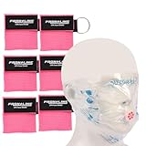 CPR Face Shield with Keyring (6 Pack), CPR Pocket Mask for Emergency Kit, First-Aid and Training with One-Way Valve by Frontline (Pink)