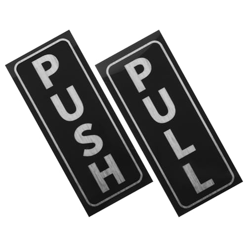 VILLCASE Lot de 2 Autocollants Push Pull pour Porte Vitrée Panneau de Direction Pousser-Tirer Signalétique Adhésive Noire Texte Blanc Facile à Installer pour Bureaux et Commerces