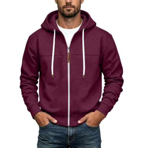 Mens Full Zip Hoodies Fashion Fleece Drawstring Hooded Sweatshirts Jackets - image 4