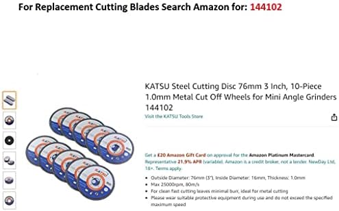 KATSU Mini Electric Angle Grinder 3 Inch 75mm, 280W with 5PCs Cutting Discs Multifuction Corded Electric Angle Grinder for Tile Soft Metal Grinding Polishing 100014