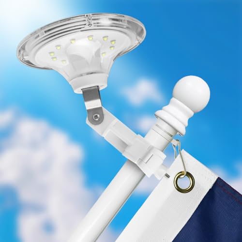 Solar Flag Pole Light Upgrade, Bright Warm 6000k Solar Powered Flagpole Light for 5-6ft Diameter 1\"-1.5\"Flag Pole, Outdoor Dusk to Dawn Led Solar Lights,Outside House Garden Yard American Flags Decor