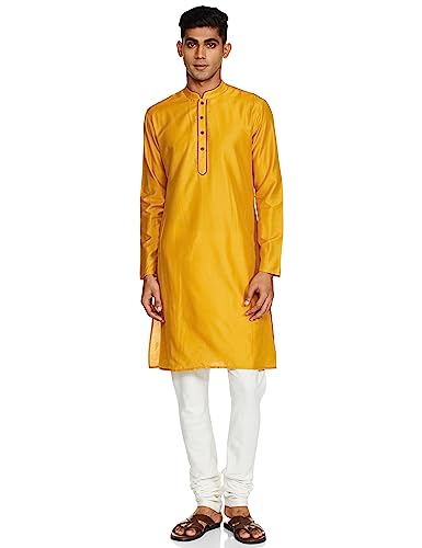 Image of Amazon Brand - Symbol Men Festive Solid Long Kurta (Regular Fit)