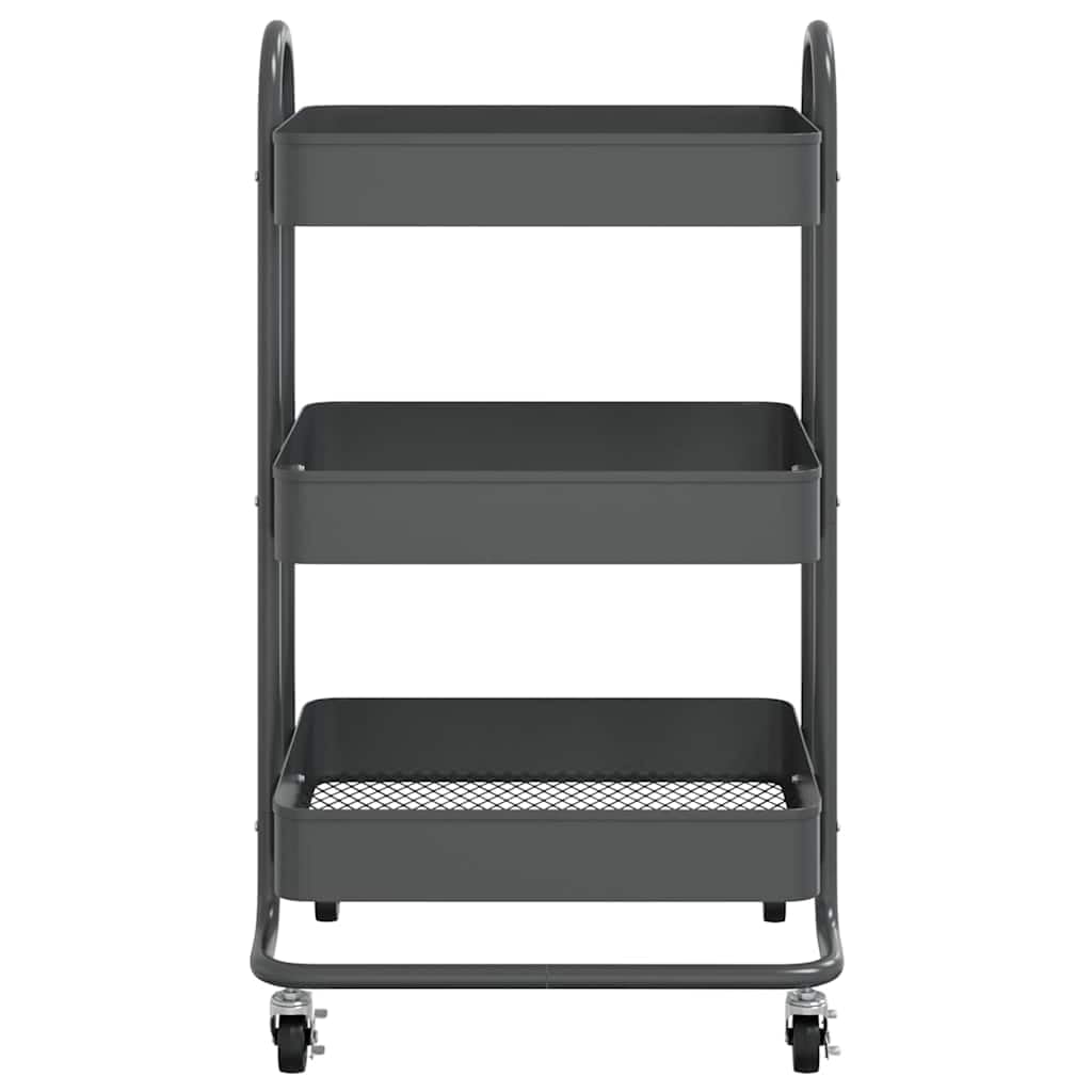 Carrello a 3 ripiani, antracite, 43 x 34 x 79 cm, in acciaio