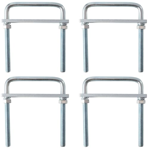 Image of 4 Pack Square U-Bolt for Trailer- Fits 4.5 Inch Wide Leaf Springs, Galvanized Steel Clamp Set, Secure Fit for Truck, Boat and Trailers