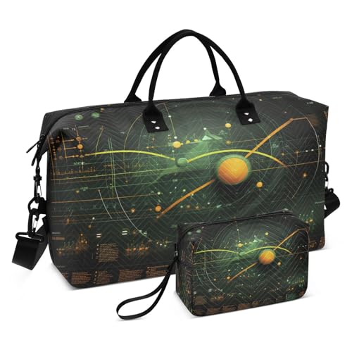 Abstract Green Artwork Sports Swim Gym Bag Weekender Duffel Travel Bags Handbag with Makeup Storage Bag for Girls Men