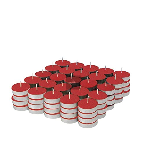 Image of Paraffin Wax Candles Smokeless & Long Lasting Perfect for Decoration of Diwali, Christmas, Dinner, Wedding Parties, Church, Spa, Restaurant(Red, Set of 200 - Burn Time 4 Hr)
