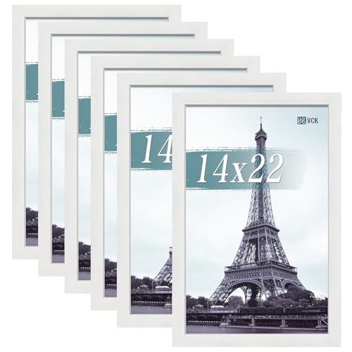 Image of VCK 14x22 Picture Frame Set of 6, Elegant White Wood Poster Frame