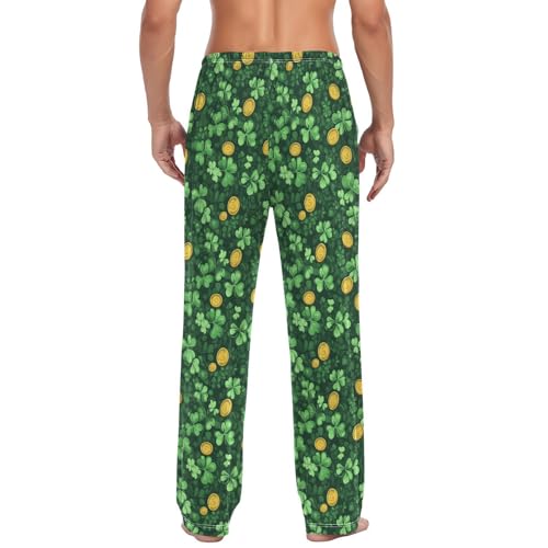 Mens Pajama Pants St Patrick's Day Coins Shamrock Soft Lounge Sleep Pj Bottoms with Drawstring Pockets3