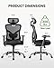 Marsail Ergonomic Office Chair Ergonomic Gaming Chair with Lumbar Support, 2D Headrest, Adjustable Armrests, Contoured Seat Cushion, Computer Desk Chair with Wheels for Home and Office