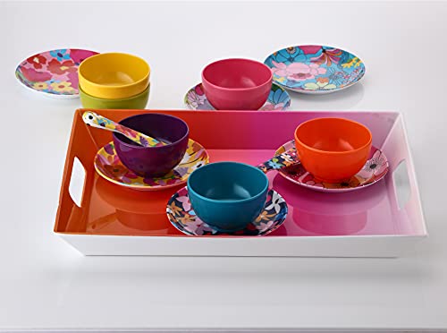 French Bull 6" Melamine Butter Spreader 4-Piece Set - Fun Vibrant Colorful Knives for Cream Cheese, Jam, Jelly, Mayo, Frosting, Sandwich-Shatterproof BPA Free Dishwasher Safe, 6-inch, Garden Florals