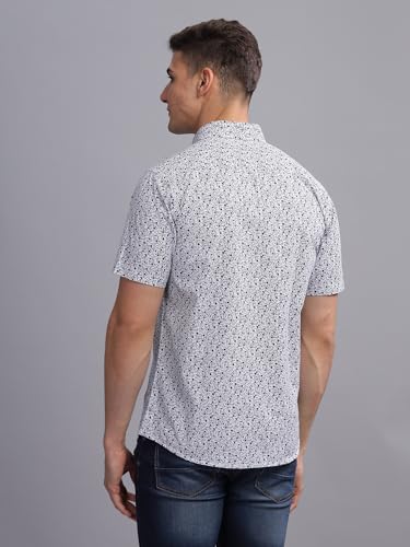 Image of MODERN ELEGANCE Men Slim Fit Navy Small Liberty Floral Printed Casual Shirt