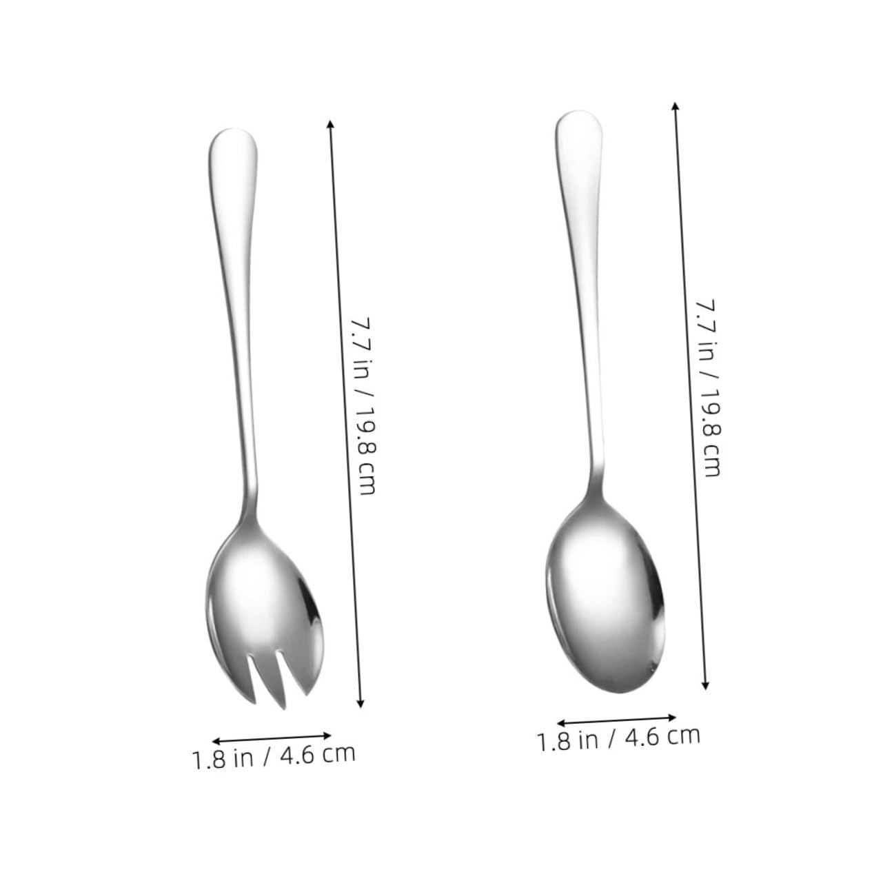 PLAFOPE 4pcs Stainless Steel Salad Serving Set Long Handle Salad Spoon Fork Modern Design for Mixing Tossing Cooking Silver Kitchen Essentials