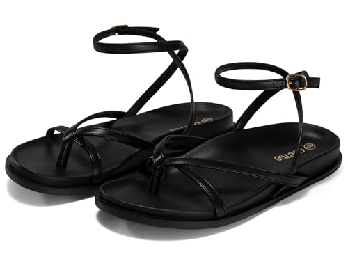 Coutgo Womens Strappy Flat Sandals Comfortable Flip Flop Footbed Sandals Ankle Strap Summer Beach Shoes4
