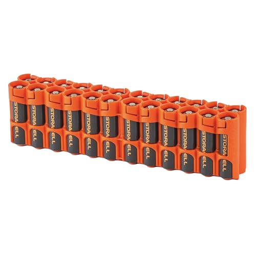 AA Battery Storage Caddy by Storacell, Orange - Holds 24 Batteries (Not Included)
