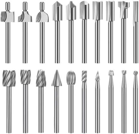 shengbenhao Wood Carving Bits Engraving Router Bit 20pcs