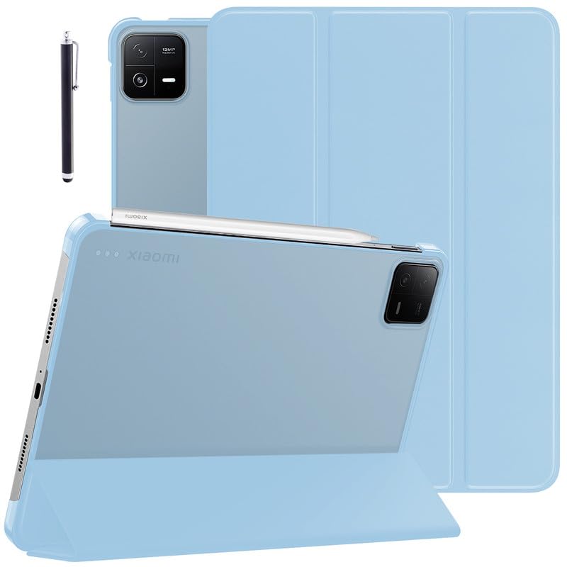 Image of Robustrion Cover for Xiaomi Mi Pad 6 Case Cover 11 inch Flip Stand Cover with Transparent Back for Xiaomi Pad 6 [Auto Sleep Wake Support] - Light Blue