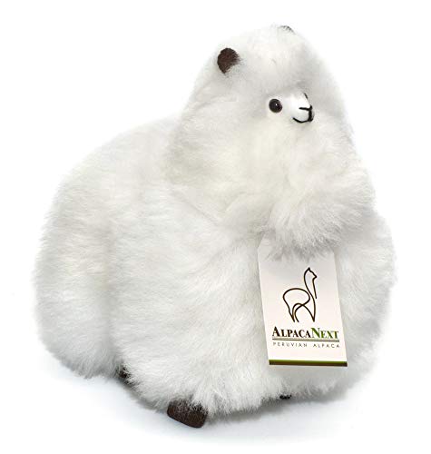 AlpacaNext - Baby Alpaca Fur Toy - Alpaca Figure - Soft and Cuddly Stuffed Animal (9 inches, White) Eco-Friendly Alpaca Plushie