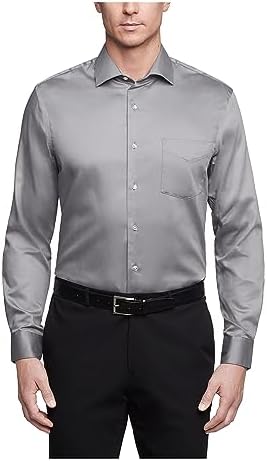 Van Heusen Herren Hemden Regular Fit Lux Satin Stretch Solid Kleid Shirt, GRAU, XX-Large