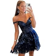 Off The Shoulder Tiered Lace Homecoming Dresses 2024 Short Sparkly Tulle Corset Prom Dress Formal...