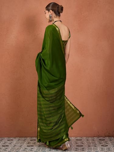 Image of AKHILAM Women's Kanjivaram Woven Soft Silk Saree With Blouse Piece
