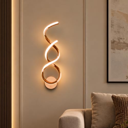 Image of Murphy Twistra Elegant LED Wall Lamp for Home - 2 Years Warranty - Modern Aluminium Light with 3 Color Modes (Rose Gold, Pack of 1)