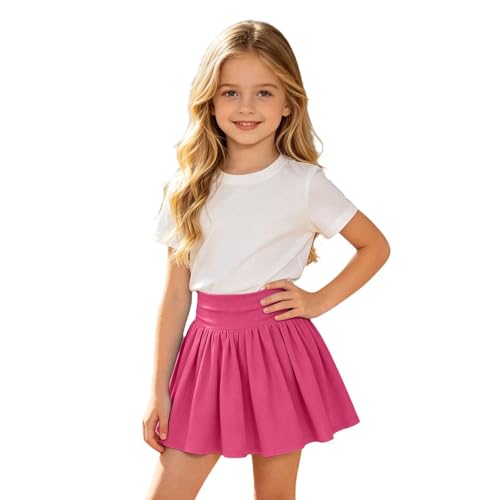 Girls School Skirts With Shorts Ribbed Waist Golf Tennis Skorts Athletic