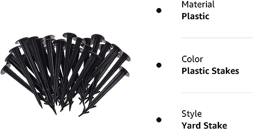 SKEMIX 50 Pack 4.5 Inch Plastic Garden Stakes, Heavy Duty Landscape Anchoring Spikes for Weed Fabric, Tarp, Tent, Edging & Ground Fixing, Black - Thumbnail 4