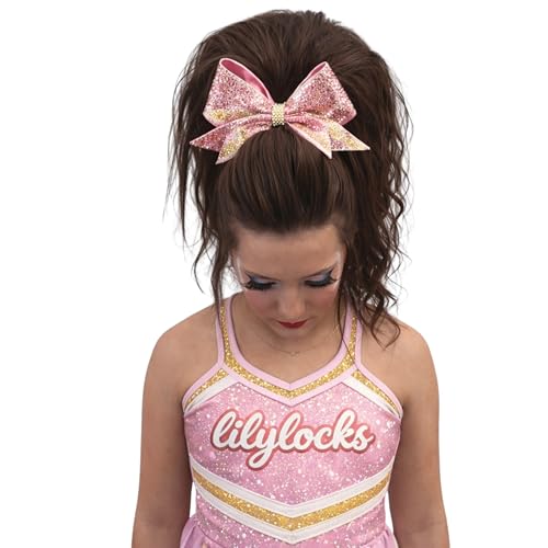 LilyLocks 18-Inch Human Hair Cheer Ponytail Hairpiece for Competition The