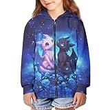 WELLFLYHOM Dragon Rose Sweater for Kids Girls Size 11-13 Zipper Hoodie Graphic Sweatshirt Jackets with Kangaroo Pocket Long Sleeve Full Zip Top
