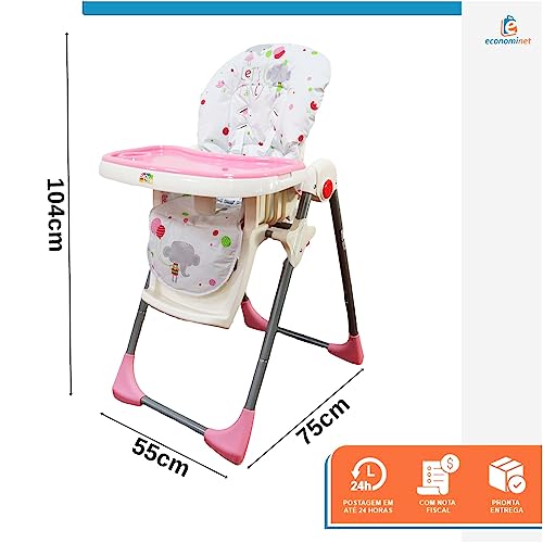 Cadeira Alta de Refeição Cadeirão de Alimentação Bebê Impactus - Baby Style (Rosa)