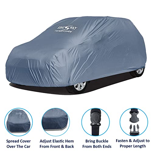 Image of KINGSWAY KUV 100 Car Body Cover Dustproof for (Year 2016 to 2021) All Model, Compatible with Mahindra KUV 100 Car Cover, Comes with Bird Droppings, Scratch, UV and Paint Protection, Grey Matty