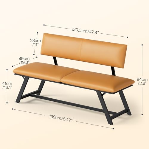 Banc rembourré PU 139 cm, charge 200 kg HOOBRO